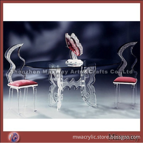 Acrylic blue butterfly-shaped furniture modern room table and chair sets